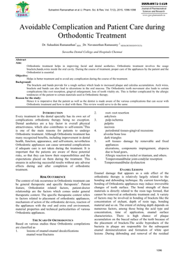 Avoidable Complication and Patient Care During Orthodontic Treatment