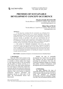 Premises of Sustainable Development Concept Occurence