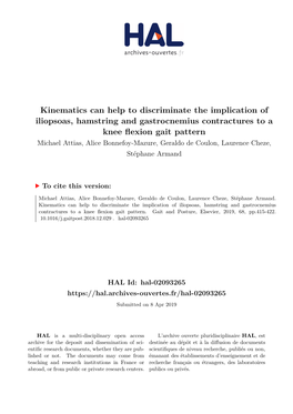 Kinematics Can Help to Discriminate the Implication of Iliopsoas