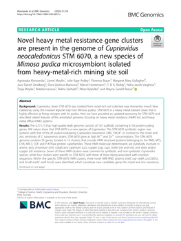 Novel Heavy Metal Resistance Gene Clusters Are Present in the Genome