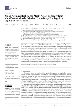 Alpha-Actinin-3 Deficiency Might Affect Recovery from Non-Contact
