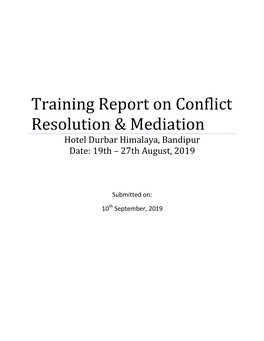 Training Report on Conflict Resolution & Mediation