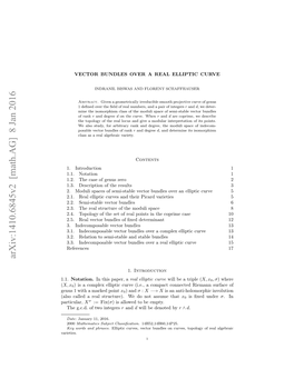 VECTOR BUNDLES OVER a REAL ELLIPTIC CURVE 3 Admit a Canonical Real Structure If K Is Even and a Canonical Quaternionic Structure If K Is Odd