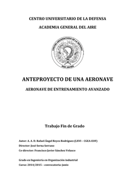 Anteproyecto De Una Aeronave