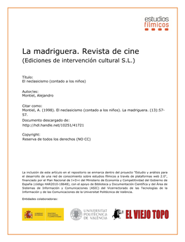 La Madriguera. Revista De Cine (Ediciones De Intervención Cultural S.L.)