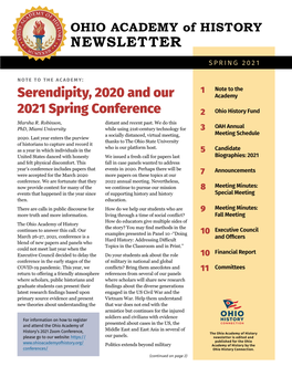 Ohio Academy of History Newsletter Spring 2021