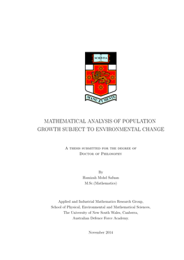 Mathematical Analysis of Population Growth Subject to Environmental Change