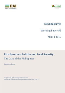Food Reserves Working Paper #8 March 2019 Rice Reserves