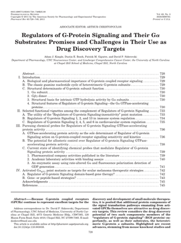 Regulators of G-Protein Signaling and Their G Substrates