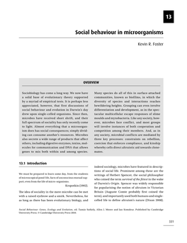 Social Behaviour in Microorganisms 13