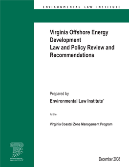 Virginia Offshore Energy Development Law and Policy Review and Recommendations