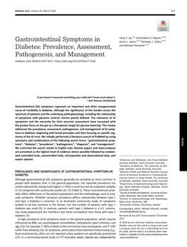 Gastrointestinal Symptoms in Diabetes: Prevalence, Assessment