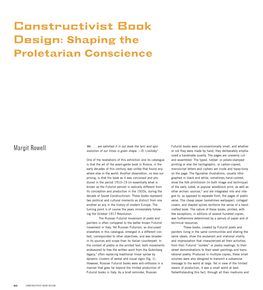 Constructivist Book Design: Shaping the Proletarian Conscience