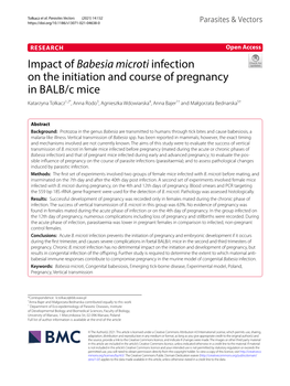 Impact of Babesia Microti Infection on the Initiation and Course Of