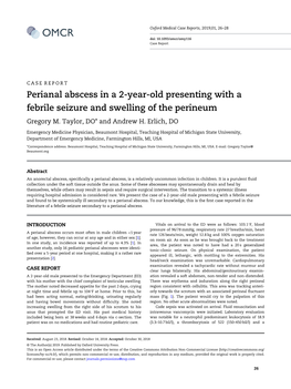 Perianal Abscess in a 2-Year-Old Presenting with a Febrile Seizure and Swelling of the Perineum Gregory M