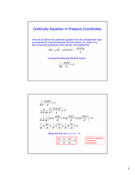 Continuity Equation in Pressure Coordinates