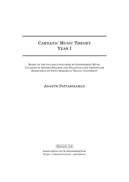 Carnatic Music Theory Year I