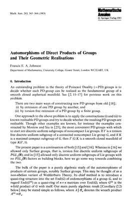 Automorphisms of Direct Products of Groups and Their Geometric Realisations