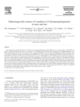 Hallucinogen-Like Actions of 5-Methoxy-N,N-Diisopropyltryptamine in Mice and Rats ⁎ W.E