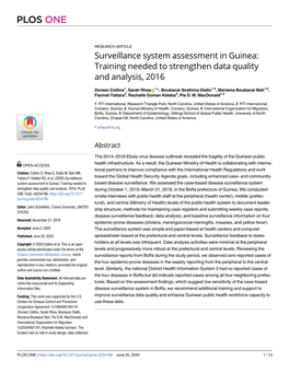 Surveillance System Assessment in Guinea: Training Needed to Strengthen Data Quality and Analysis, 2016