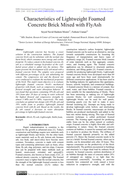 Characteristics of Lightweight Foamed Concrete Brick Mixed with Flyash