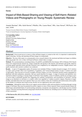 Impact of Web-Based Sharing and Viewing of Self-Harm–Related