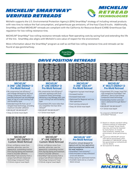 MICHELIN® Smartway® Verified Retreads Michelin Supports the U.S