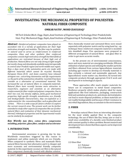 Investigating the Mechanical Properties of Polyester- Natural Fiber Composite