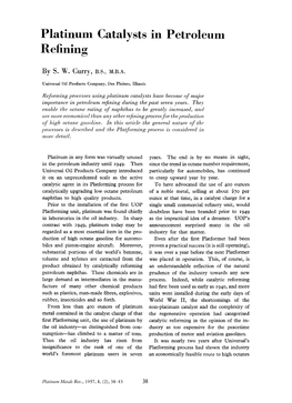 Platinum Catalysts in Petroleum Refining