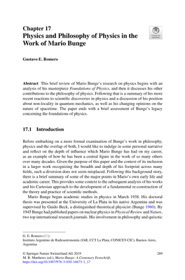 Physics and Philosophy of Physics in the Work of Mario Bunge