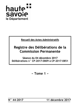 Registre Des Délibérations De La Commission Permanente