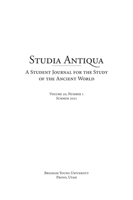 A Student Journal for the Study of the Ancient World