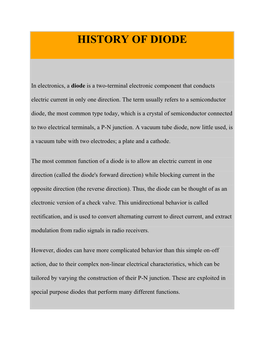 History of Diode