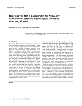 A Review of Selected Neurological Diseases Affecting Horses