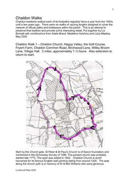 Chaldon Walks Chaldon Residents Walked Each of Its Footpaths Regularly Twice a Year from the 1920S Until a Few Years Ago