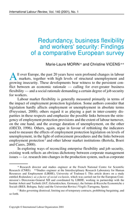 Redundancy, Business Flexibility and Workers' Security: Findings of A