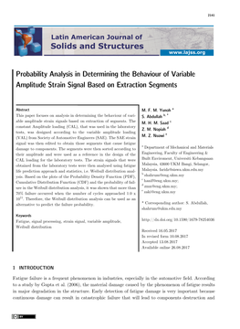 Probability Analysis in Determining the Behaviour of Variable Amplitude Strain Signal Based on Extraction Segments