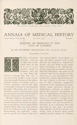 History of Medicine in the City of London