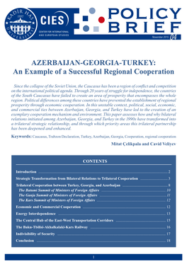 AZERBAIJAN-GEORGIA-TURKEY: an Example of a Successful Regional Cooperation