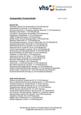 Auslagestellen Programmhefte Stand: 21.06.2021