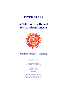 Solar Writer Report for Abraham Lincoln