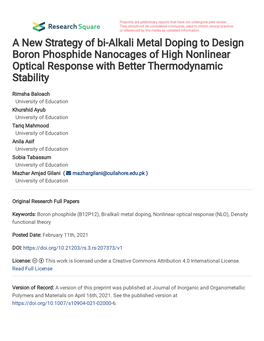 A New Strategy of Bi-Alkali Metal Doping to Design Boron Phosphide Nanocages of High Nonlinear Optical Response with Better Thermodynamic Stability
