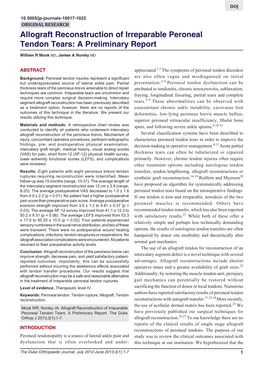 Allograft Reconstruction of Irreparable Peroneal Tendon Tears