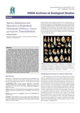 Species Distinction and Speciation in Hydrobioid Gastropoda: Truncatelloidea)