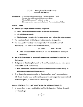 Ideal Gasses Is Known As the Ideal Gas Law