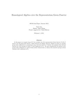 Homological Algebra Over the Representation Green Functor