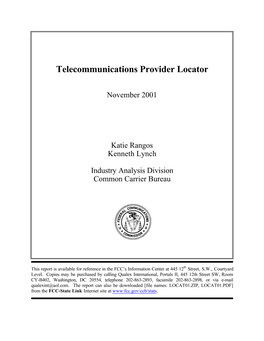 Telecommunications Provider Locator