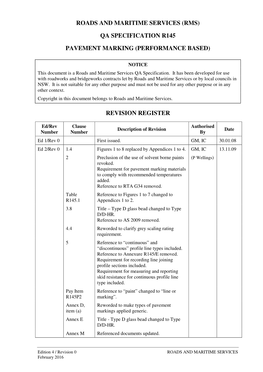 QA Specification R145 Pavement Marking (Performance-Based)