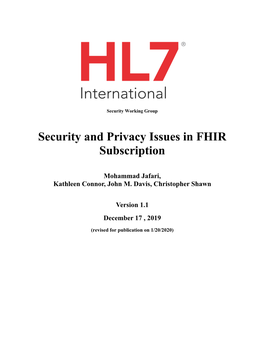 Security and Privacy Issues in FHIR Subscription