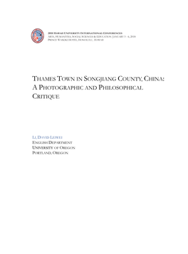 Thames Town in Songjiang County, China: a Photographic and Philosophical Critique